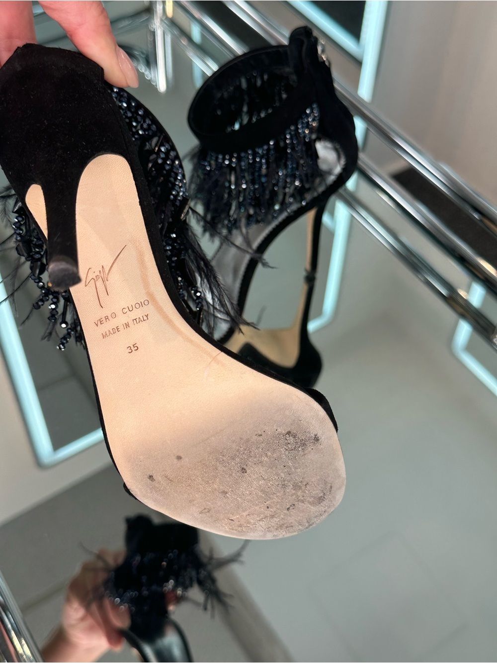 Giuseppe Zanotti Beau Feather Fringe Sandal - Picture 7 of 12